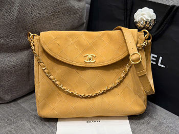 Kitlife Chanel 26C Hobo Bag Beige Suede 21.5x30x5cm 