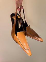 Kitlife Saint Laurent Voltaire Slingback Pumps In Brown Leather - 1