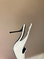 Kitlife Saint Laurent Voltaire Slingback Pumps In White Leather - 5