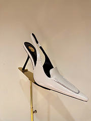 Kitlife Saint Laurent Voltaire Slingback Pumps In White Leather - 3