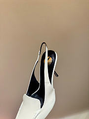 Kitlife Saint Laurent Voltaire Slingback Pumps In White Leather - 2