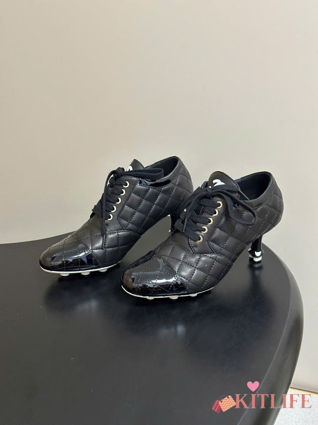 Kitlife Chanel 2026 Quilted Lace-up High Heels Black - 1