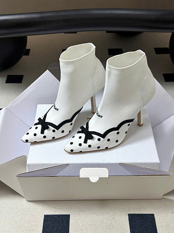 Kitlife Dior Romance High-Heeled Ankle Boots White