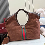 Kitlife Gucci Giglio Large Tote Bag Dark Brown Soft, Perforated GG Suede 853971 60x47x16cm  - 1