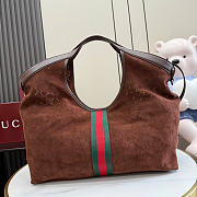 Kitlife Gucci Giglio Large Tote Bag Dark Brown Soft, Perforated GG Suede 853971 60x47x16cm  - 2