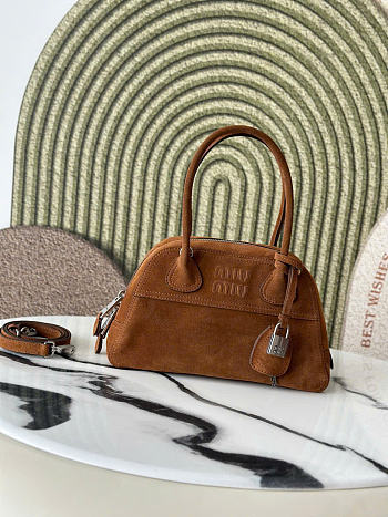 Kitlife Miu Miu Vivant Brown Suede Bag 5BB200 28x9.5x17cm 
