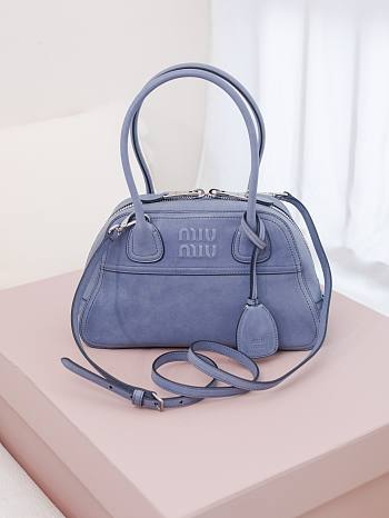 Kitlife Miu Miu Vivant Blue Suede Bag 5BB200 28x9.5x17cm 