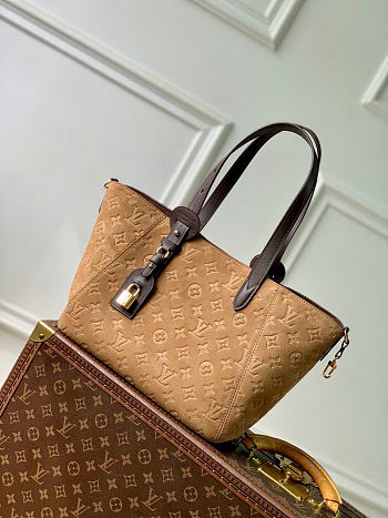 Kitlife Louis Vuitton All In One Bag Beige Embossed Suede Leather M29836 40x22x15cm