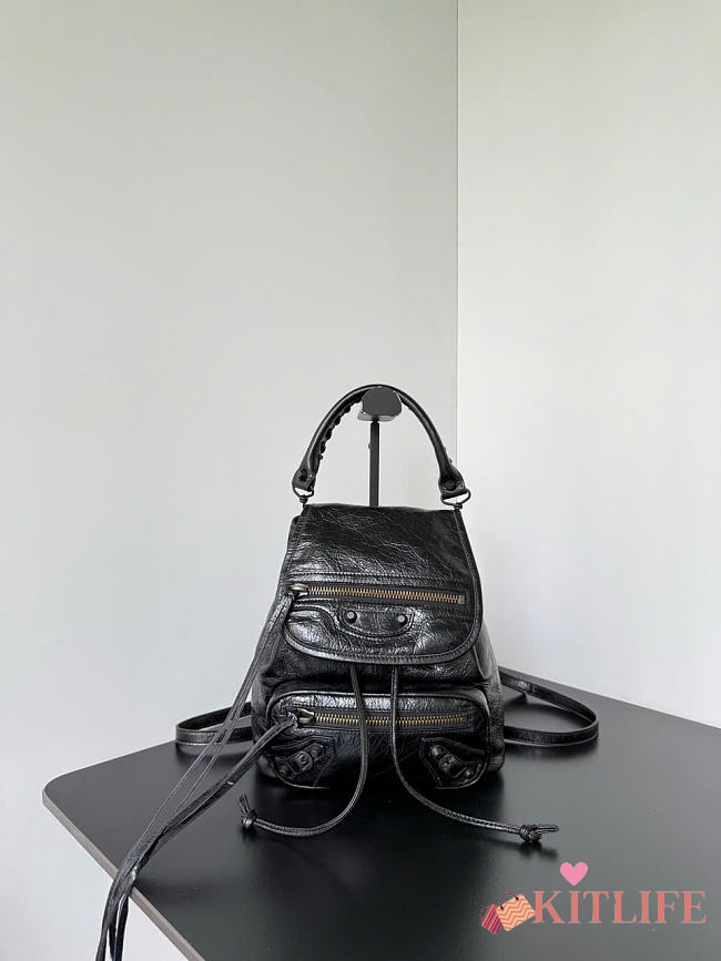 Kitlife Balenciaga Women's Le City Backpack Mini in Black 23x22x11cm - 1