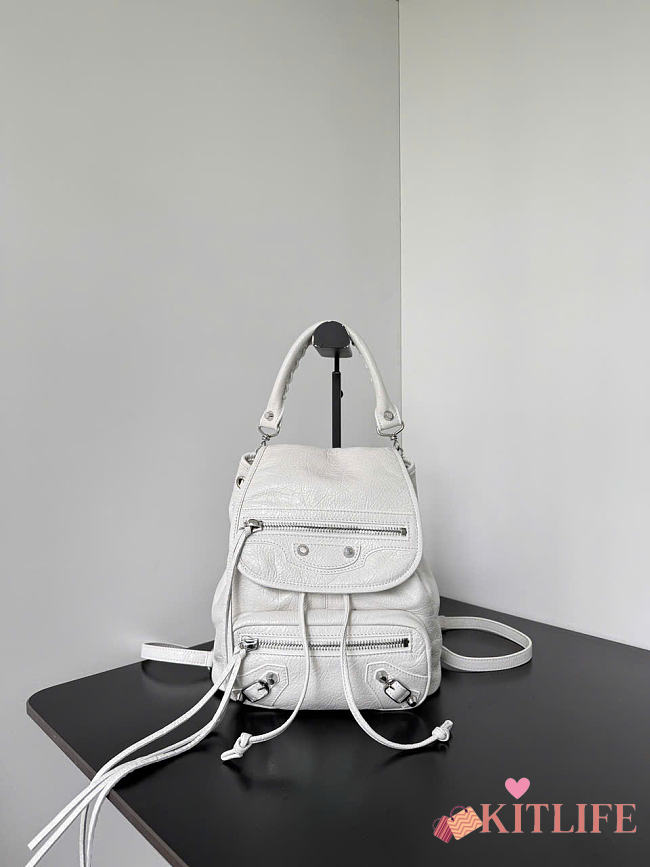 Kitlife Balenciaga Women's Le City Backpack Mini in White 23x22x11cm - 1