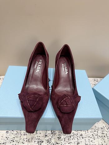Kitlife Prada 2026 Burgundy Suede Pumps 