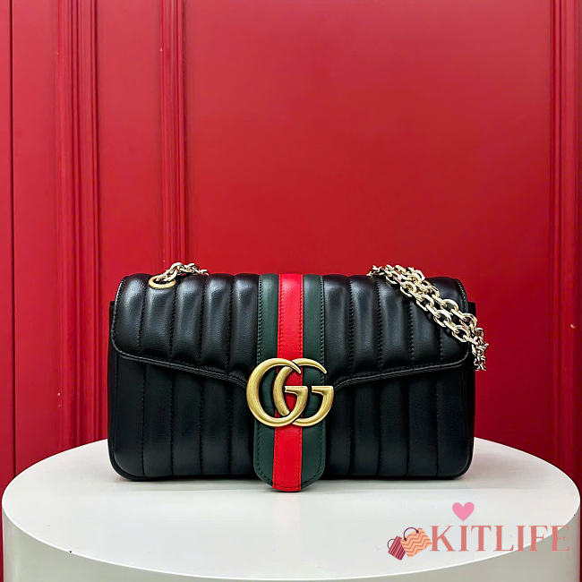 Kitlife Gucci Jetset GG Marmont Medium Shoulder Bag Black A005XW 26x15x7cm - 1