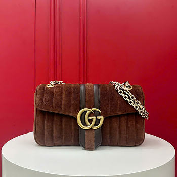 Kitlife Gucci Jetset GG Marmont Medium Shoulder Bag Dark Brown Suede A005XW 26x15x7cm 