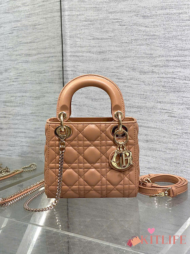 Kitlife Dior Lady Diana Tan Leather Bag M0505 17x15x7cm - 1