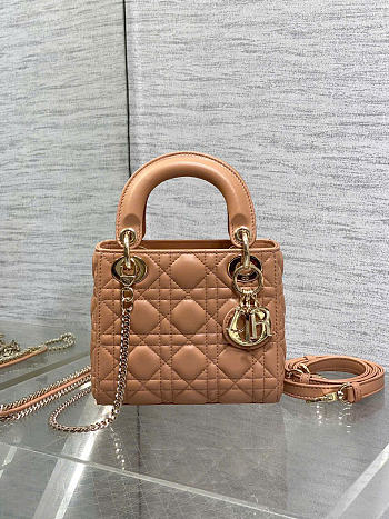 Kitlife Dior Lady Diana Tan Leather Bag M0505 17x15x7cm