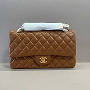 Chanel Lambskin Leather 25cm Flap With Gold Hardware In Brown - 1