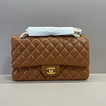 Chanel Lambskin Leather 25cm Flap With Gold Hardware In Brown