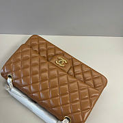 Chanel Lambskin Leather 25cm Flap With Gold Hardware In Brown - 3