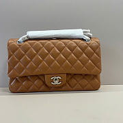 Kitlife Chanel Lambskin Leather 25cm Flap With Silver Hardware In Brown - 1