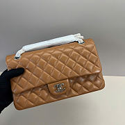 Kitlife Chanel Lambskin Leather 25cm Flap With Silver Hardware In Brown - 4