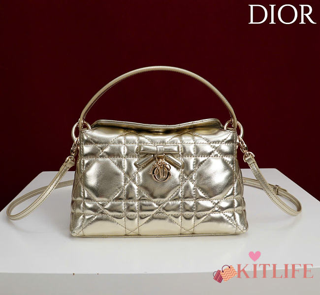 Kitlife Dior Adiorable Top Handle Mini Bag Gold Leather 22.5x13x9cm - 1