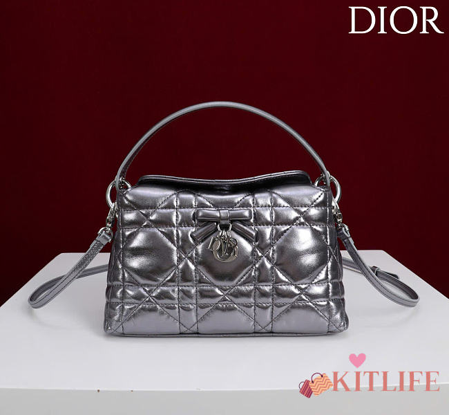 Kitlife Dior Adiorable Top Handle Mini Bag Silver Leather 22.5x13x9cm  - 1