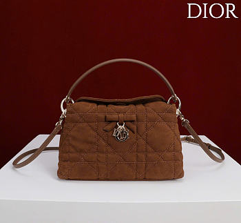 Kitlife Dior Adiorable Top Handle Mini Bag Brown Suede 22.5x13x9cm 