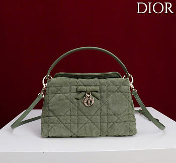 Kitlife Dior Adiorable Top Handle Mini Bag Green Suede 22.5x13x9cm 