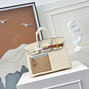 Kitlife Hermes Swift Colormatic Birkin Bag Cream & Multicolor In 25 / 30 cm 