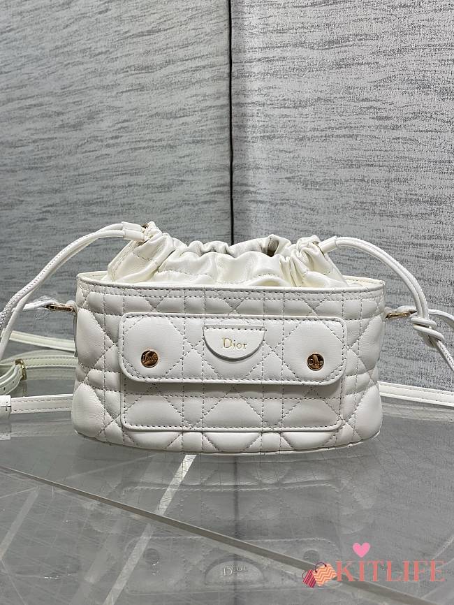 Kitlife Dior Caro Mini Bucket Bag White 20x22x5.5cm - 1