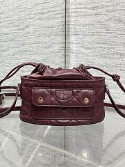 Kitlife Dior Caro Mini Bucket Bag Burgundy 20x22x5.5cm  - 1