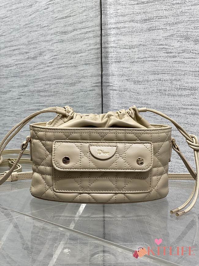 Kitlife Dior Caro Mini Bucket Bag Beige 20x22x5.5cm - 1