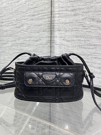 Kitlife Dior Caro Mini Bucket Bag Black 20x22x5.5cm 