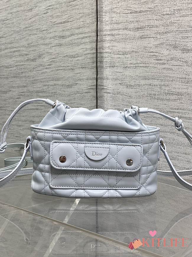 Kitlife Dior Caro Mini Bucket Bag Light Blue 20x22x5.5cm  - 1