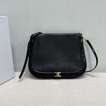 Kitlife Celine Soft Triomphe Besace Bag In Black Lambskin 32x2x26cm