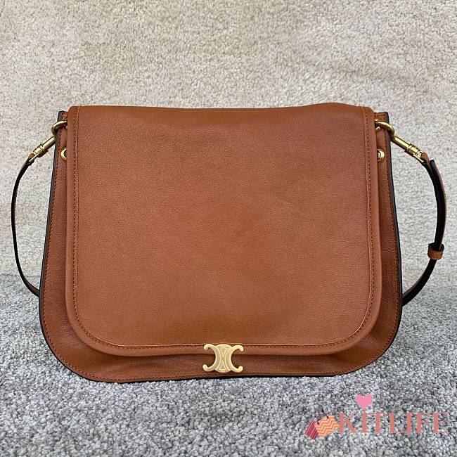 Kitlife Celine Soft Triomphe Besace Bag In Brown Lambskin 32x2x26cm  - 1