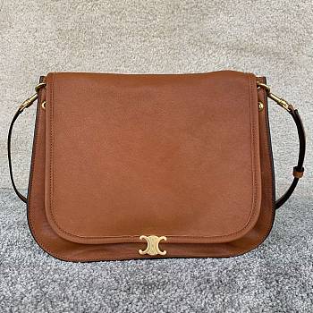 Kitlife Celine Soft Triomphe Besace Bag In Brown Lambskin 32x2x26cm 