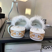 Kitlife Chanel 26A Fur Slides White - 5