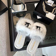Kitlife Chanel 26A Fur Slides White - 2