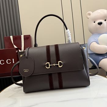 Kitife Gucci Paparazzo Medium Top Handle Bag  Dark Grey Soft Leather ‎875018 32x24x17cm 