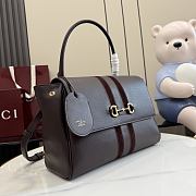 Kitife Gucci Paparazzo Medium Top Handle Bag  Dark Grey Soft Leather ‎875018 32x24x17cm  - 5