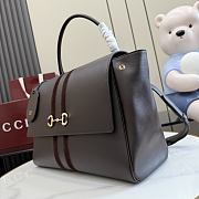 Kitife Gucci Paparazzo Large Top Handle Bag Dark Grey Soft Leather ‎875019 37x29x13cm - 6