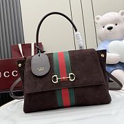 Kitife Gucci Paparazzo Medium Top Handle Bag Dark Brown Suede ‎875018 32x24x17cm  - 1