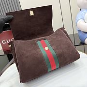 Kitife Gucci Paparazzo Medium Top Handle Bag Dark Brown Suede ‎875018 32x24x17cm  - 4
