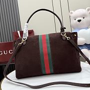 Kitife Gucci Paparazzo Large Top Handle Bag Dark Brown Suede ‎875019 37x29x13cm  - 3