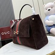 Kitife Gucci Paparazzo Large Top Handle Bag Dark Brown Suede ‎875019 37x29x13cm  - 5