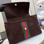 Kitife Gucci Paparazzo Large Top Handle Bag Dark Brown Suede ‎875019 37x29x13cm  - 4
