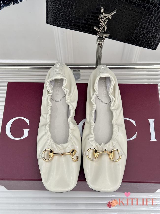 Kitlife Gucci Women's Prima Ballet Flat Shoes White - 1
