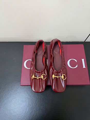 Kitlife Gucci Women's Prima Ballet Flat Shoes Burgundy