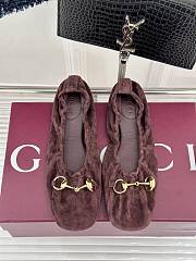 Kitlife Gucci Women's Prima Ballet Flat Shoes Dark Brown Suede - 1